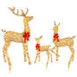 3 Pcs Christmas Deer Family Decor with Light Lighted Reindeer Xmas Decoration  Cute Xmas Deer Decoration for Holiday