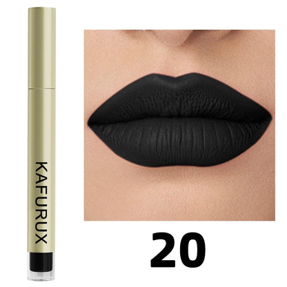 20 colors sexy long lasting velvet matte lip gloss liquid lipstick lip makeup red pink brown nonstick cup waterproof lip glaze