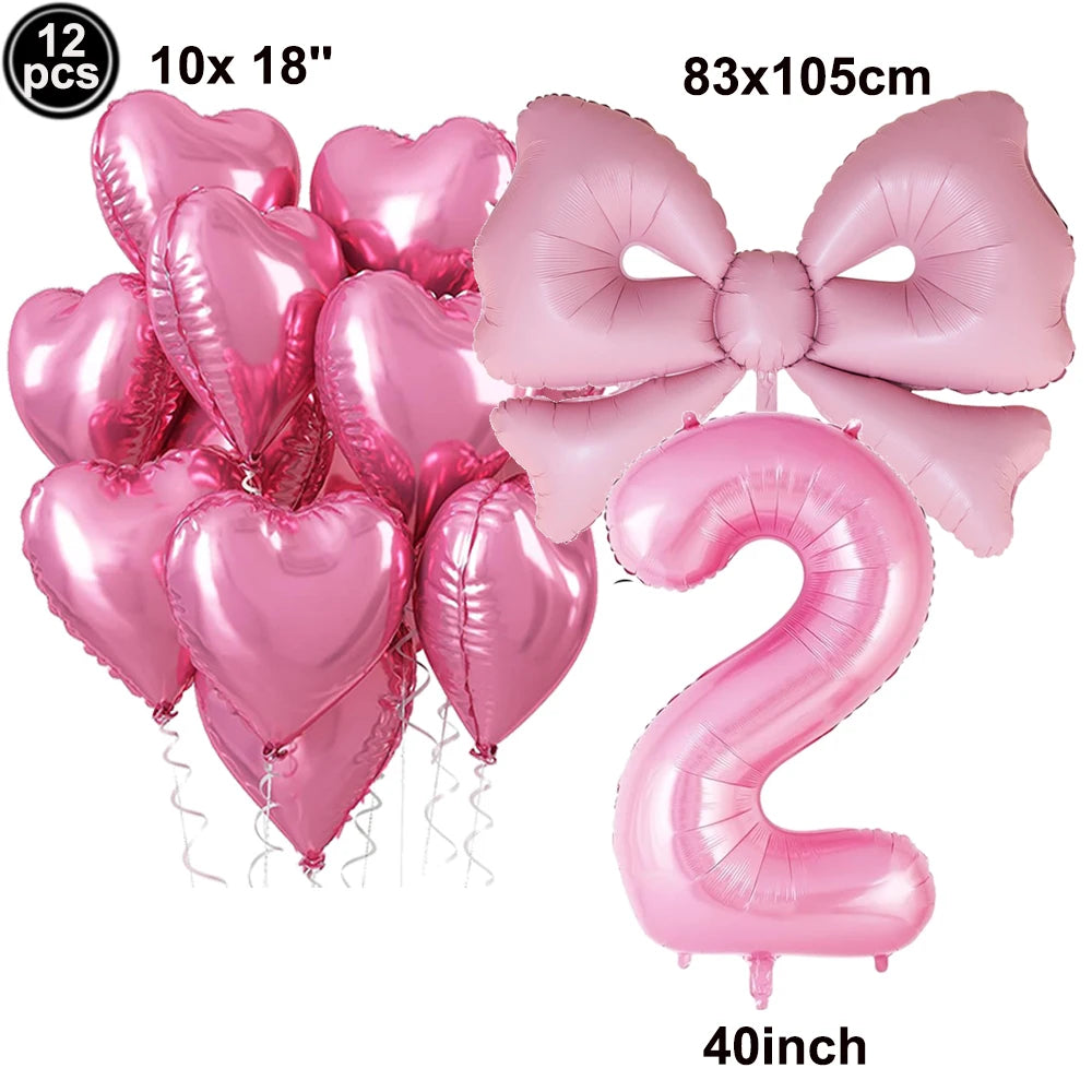 Giant Black Pink Bow Balloon Coquette Birthday Party Decorations Bowknot Balloon for Girls Baby Shower Bridal Wedding Supplies