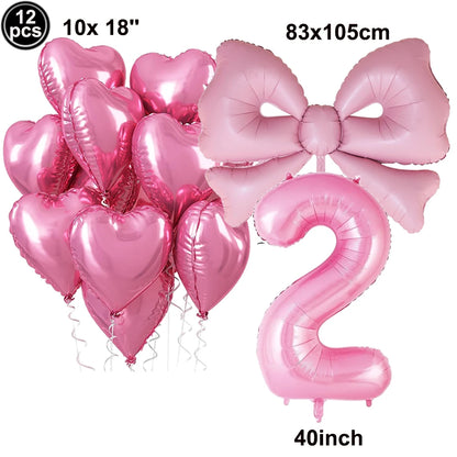 Giant Black Pink Bow Balloon Coquette Birthday Party Decorations Bowknot Balloon for Girls Baby Shower Bridal Wedding Supplies