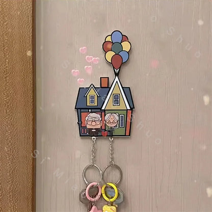 Adorable Couple Key Holder & Keychain Hanger - Wall Home Decor, Acrylic Non-Magnetic Refrigerator Sticker, Key Storage and Gift