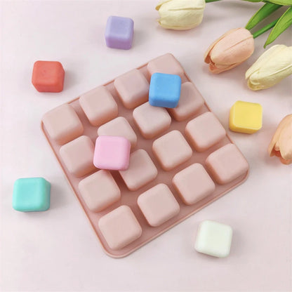 Square Caramel Candy Silicone Mold 16 Cavity Chocolate Truffles For Fat Bombs Keto Snacks Ice Cube Tray Gummy Jelly Wax Melts