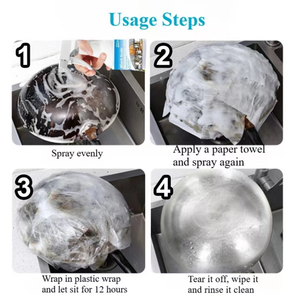 Pan Bottom Cleaning Decontamination Agent Kitchen Blackening Scale Remover Home Polishing Oven Oil Stain Ware Cooktop Spray