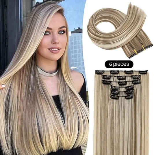 Clip In Hair Extensions Hair Extensions Thick Long Lace Weft Lightweight Synthetic