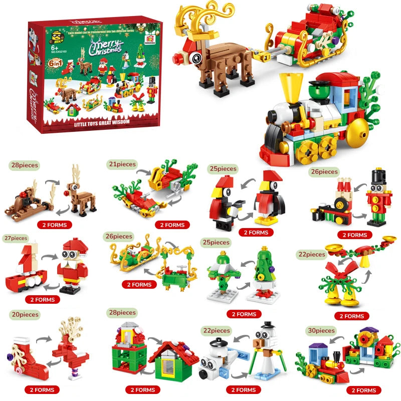 Christmas Micro Building Block Series Santa Claus Reindeer Puzzle Assembling Bricks Table Decoration