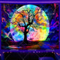 Boho Blacklight Tapestry Colorful Mandala Floral Tapestry Wall Hanging UV Reactive Aesthetic Glow In The Dark Party Backdrops