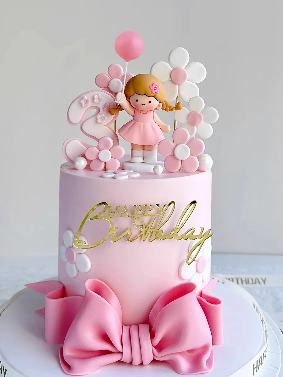 Princess Flower Cake Topper – Happy Birthday Decoration for Girl’s 1st Birthday, Baby Shower & Party Gift Box