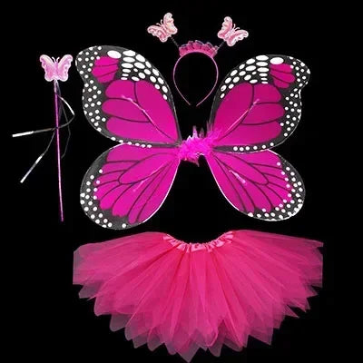 4Pcs Hot Sale Halloween Cosplay Fairy Angel Wings Insect Theme Costume For Kids Girls Butterfly Wings Costume Performance Dress
