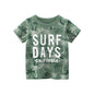 OLEKID 2025 Summer Stripe Children Boys T-shirts Printed Letter 2-8 Years Kids Little Boy Tops Short Sleeve Toddler Tees Clothes