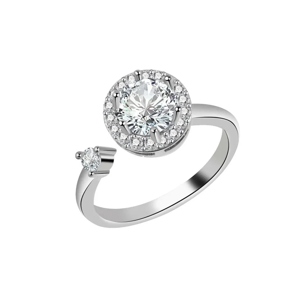 Fidget Spinner Ring Anxiety for Women Multiple Crystal Flower Eye Butterfly Animal Ring Rotate Anti Stress Wedding Jewerly