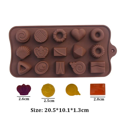 (59-87) Handmade Chocolate Candy Mould Jelly Pudding Ice Mold Insect Rose Heart Shape Silicone Moulds Baking Tool