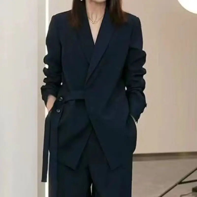 Women’s Two‑Piece Suit Set – Blazer & Wide‑Leg Pants