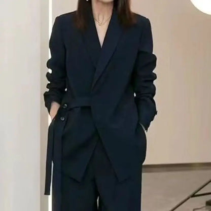 Women’s Two‑Piece Suit Set – Blazer & Wide‑Leg Pants