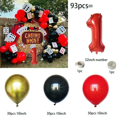 93pcs Cube Balloons Dice Playing Cards Foil Ballon Casino Theme Party Adult Birthday Decor Las Vegas Party Poker Theme Party