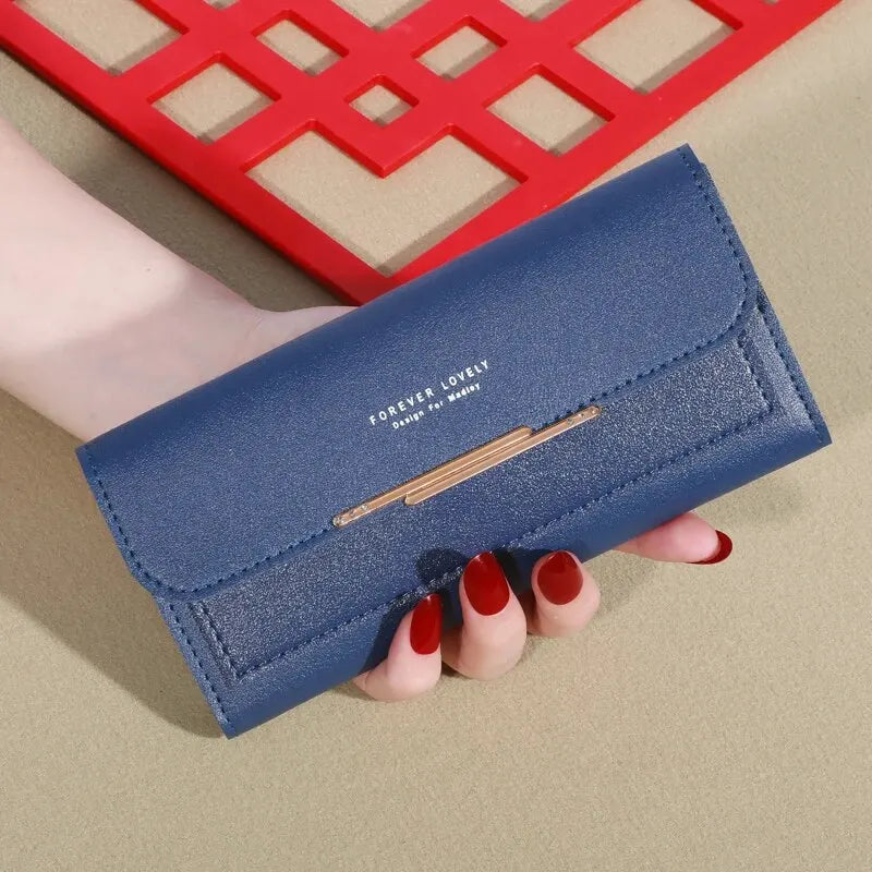 2024 New Women's Wallet Metal Long Folding Personalized Student Cute Mini Fashion Wallet Handheld Zero Wallet
