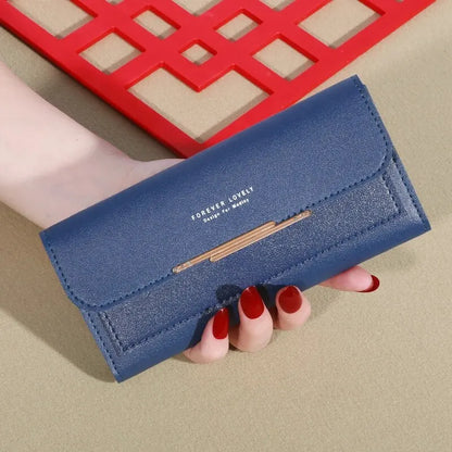 2024 New Women's Wallet Metal Long Folding Personalized Student Cute Mini Fashion Wallet Handheld Zero Wallet