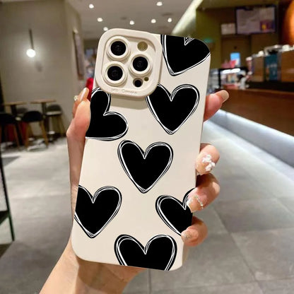 Love Heart Soft Silicone Phone Case For iPhone 16 15 14 Pro Max Plus 11 12 13 Pro Plus X XS XR Shockproof Cover