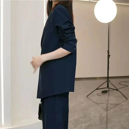 Women’s Two‑Piece Suit Set – Blazer & Wide‑Leg Pants