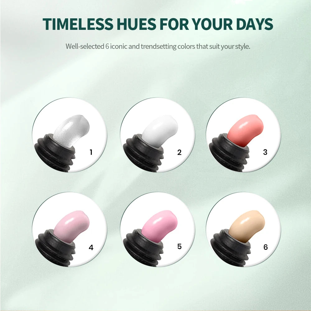 Poly Nail Extension Gel Kit 6 Colors Pink White Nude Gel Clear Nail Dual Form Art Kit with Brush and Slip Solution for Nail Art