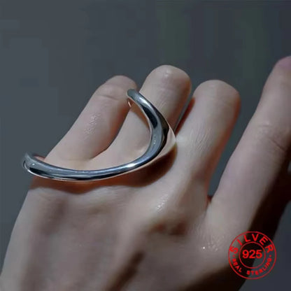 925 Sterling Silver Rings For Women Men Fine Jewelry Finger Adjustable Open Vintage Chain Ring