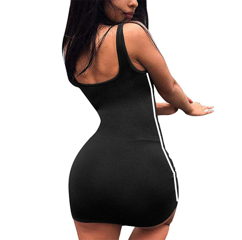 Women's Casual Sheath Spaghetti Strap Sleeveless Sexy Stretch Slim Dress