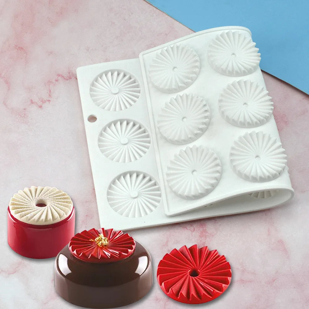 Round Silicone Mold Gear Shape Chocolate Decorating Mould DIY Origami Cake Mousse Molds Baking Accessories Reusable Tools