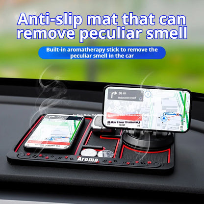 4-in-1 PVC Car Anti-Slip Mat: Silicone Phone Holder, Dashboard Mount, Multi-Purpose Car Organizer Tray Accessory