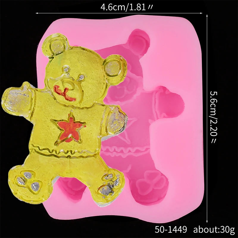 Bear Silicone Mold Cake Topper Fondant Chocolate Candy Cupcake Baking Cake Decorating Tools Polymer Clay Gum Paste Mold