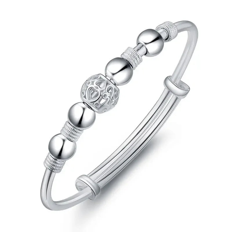 Trendy 925 Sterling Silver Bangles Bracelet Charms