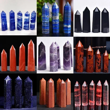 Natural Stone and Crystals Point Wand Rose Quartz Amethyst Home Decoration Mineral Stones Crafts