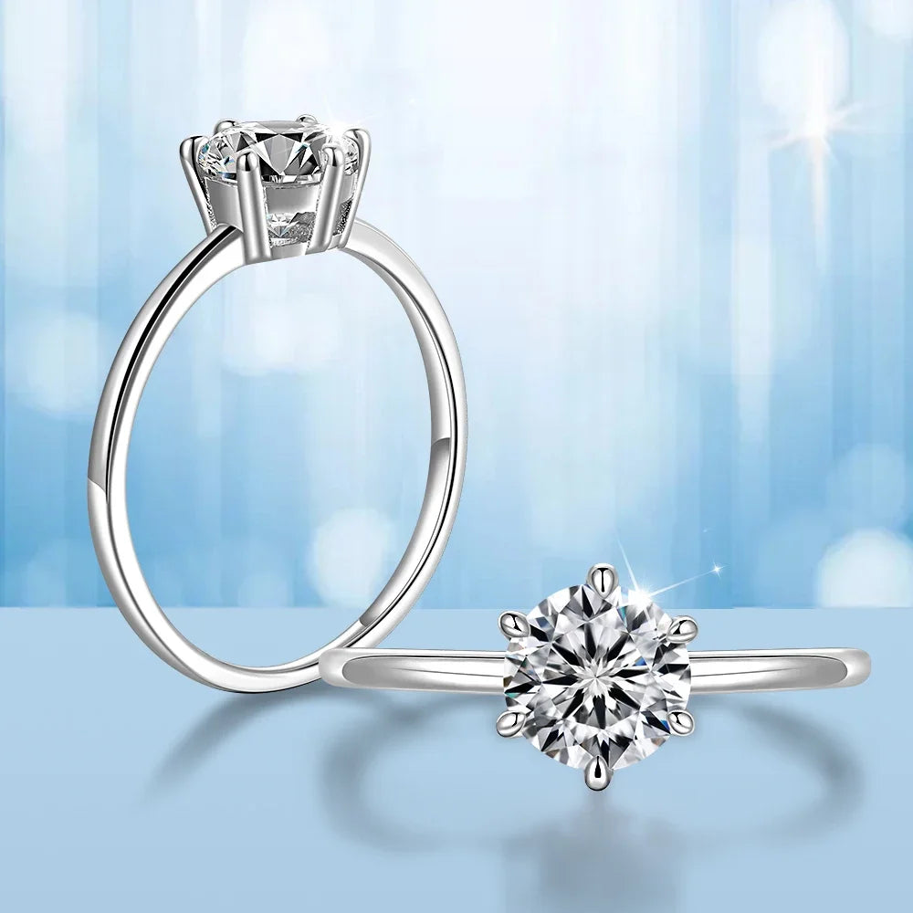 Trumium 0.5/1 Ct D Color Moissanite Ring For Women Diamond moissanite Rings s925 Silver Engagement Wedding Bands Fine Jewelry