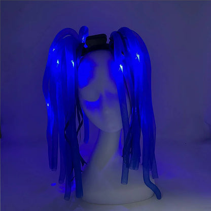 Disco Luminous Flashing Noodles Headband Light up Braid Headband Girl Women Bar Club Night Show Headwear Supplies