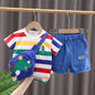 Summer Cute Cartoon Dinosaur Fashion Children O-neck T-shirt+Shorts+Bag Set