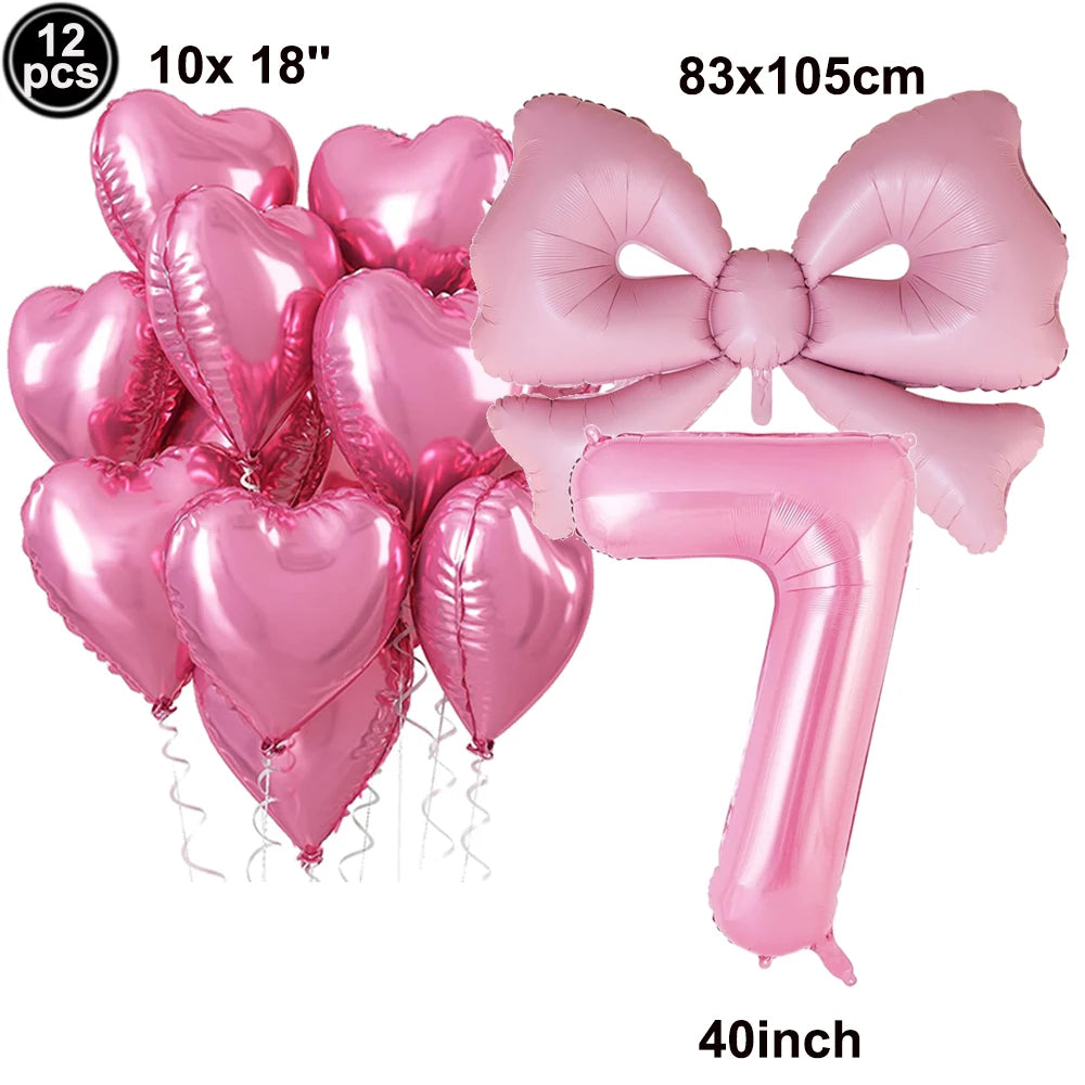 Giant Black Pink Bow Balloon Coquette Birthday Party Decorations Bowknot Balloon for Girls Baby Shower Bridal Wedding Supplies