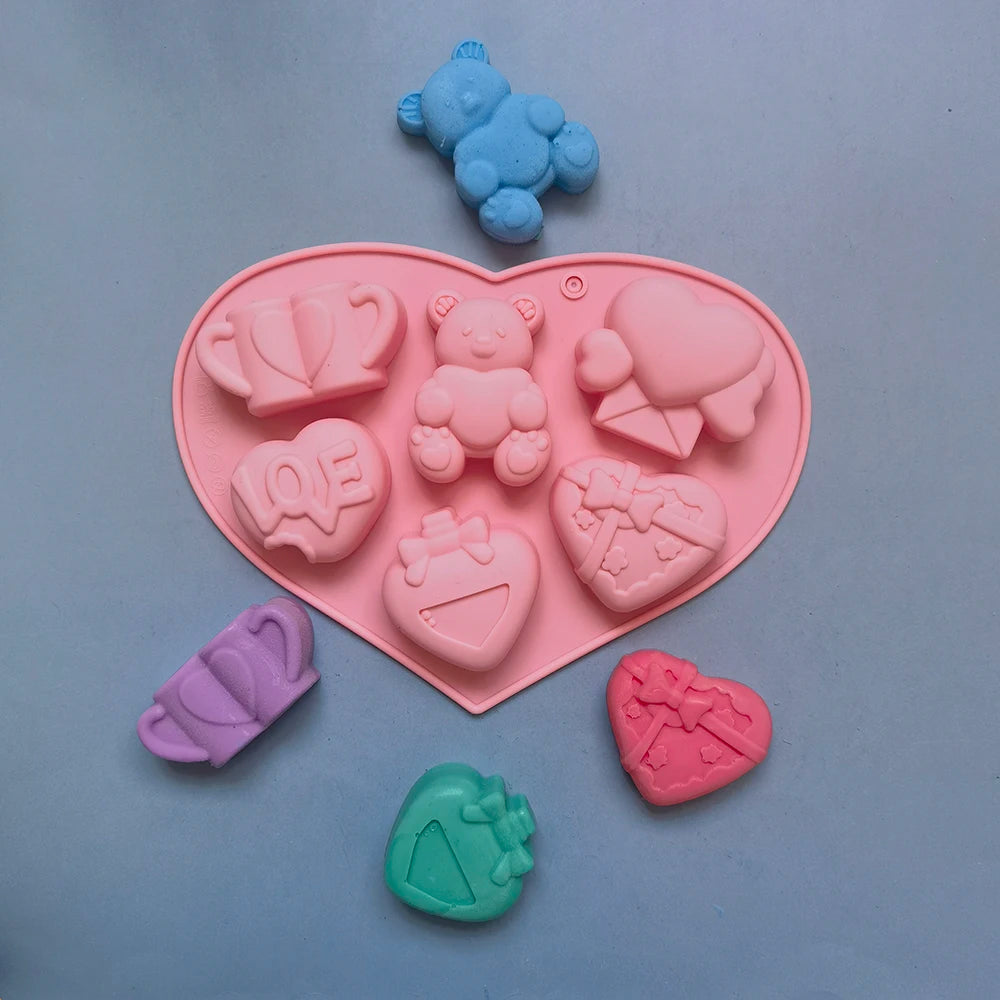 Angel Love Heart Shaped Silicone Chocolate Mold Cake Baking Tools Handmade Soap Candle Mould Valentine's Day Decorative Gift