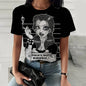 Disney Princess Cartoon Printed Women T-shirt  Short Sleeve Casual Round Neck