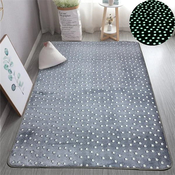 Multicolour Stars Pattern Glow in The Dark Area Rug Horse Area Rug Living Room Carpet Luminous Area Rug Indoor Rugs for Children