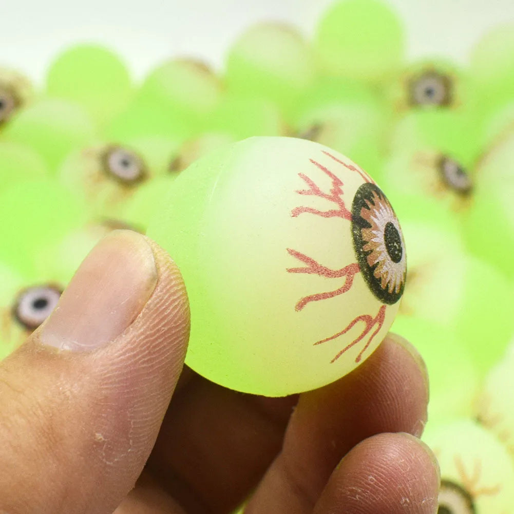 10pcs Glow in The Dark Eyeball 32MM Bouncy Ball Halloween Supplies Toys Horror Luminous Scary Ball Kids Toys Gift Fake Eyeballs
