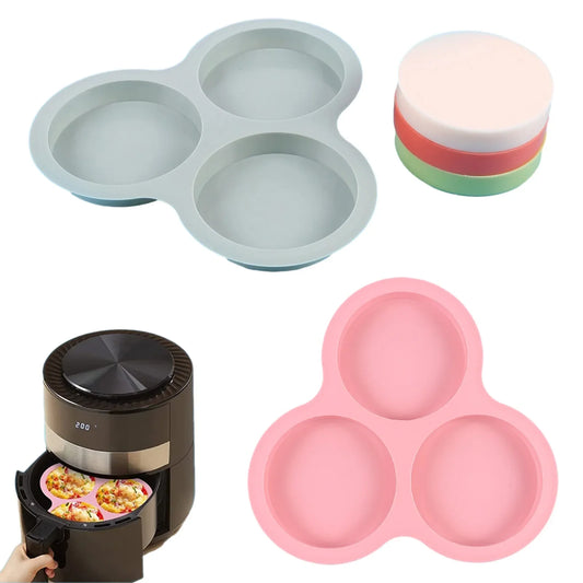 Silicone Reusable Air Fryer Egg Pan Mold   Round 4-inch Cake Mold Household Ovenware Baking Cooking Accessories