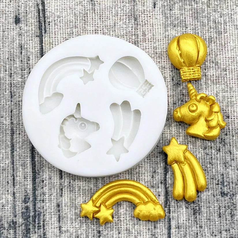 Unicorn Rainbow Hot Air Balloon Silicone Mold – Cake Decorating Tool