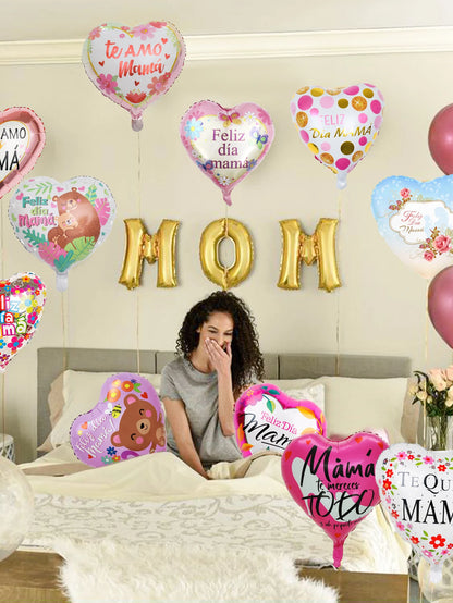 11pcs Mother's Day heart balloon set, suitable for Mother's Day parties, gifts for mom, birthday decorations