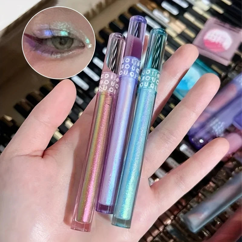 3pcs Set - 3 Colors Chameleon Eyeshadow: Pink, Micro Glitter Purple, Cyan, Chameleon Glitter  Long Lasting