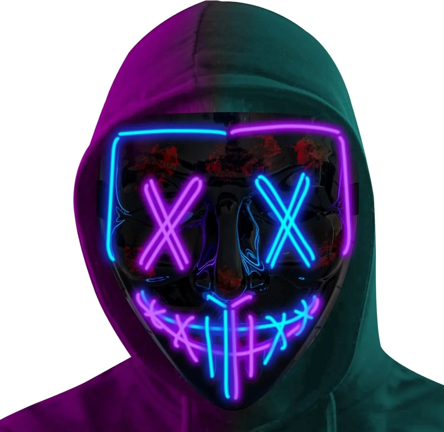 Poptrend LED Light‑Up Halloween Mask – Scary Cosplay Masquerade Mask for Festivals, Parties & Carnival Gifts