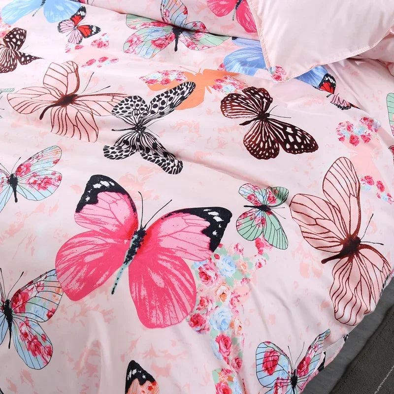 2/3 pcs Cartoon Print Duvet Cover Bedding Set With Pillowcase Cute Beautiful Comfortable for Bedroom Single Double Size No Sheet