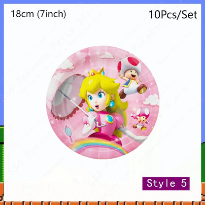 Super Mario Bros Birthday Decoration Party Supplies Disposable Tableware Baby Shower Paper Cup Tablecloth Plate Napkin Bag Kit
