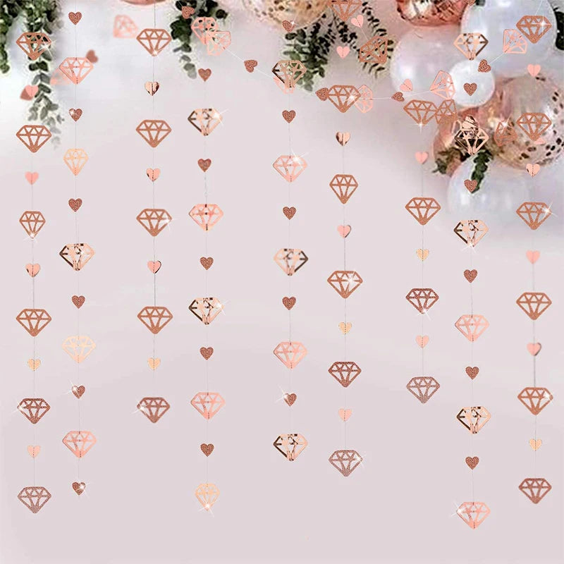 Bridal Shower Red Heart Garlands Double Sided Paper Hanging Streamers For Mother's Day Wedding Bachelorette Party Decorations