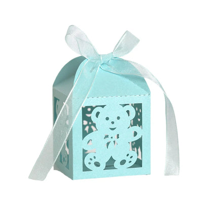 10Pcs Little Bear Candy Boxes Sweet Wedding Favor Gift Packaging Box With Ribbon Baby Shower Birthday Children's Day Party Decor