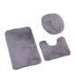 3PCS/set Solid Color Bathroom Mat Set Fluffy Hairs Bath Carpets Modern Toilet Lid Cover Rugs Kit Rectangle U-shape Floor Mats