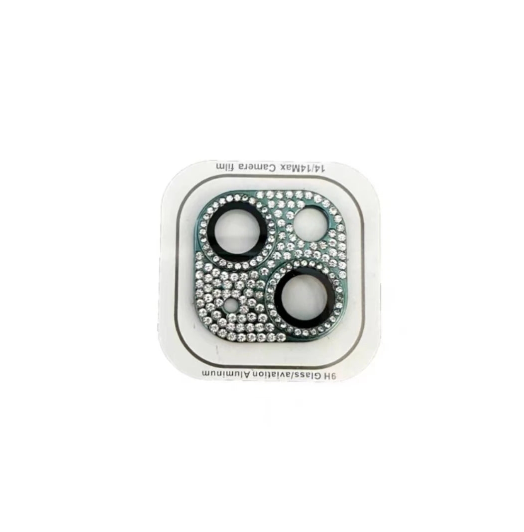 Luxury Camera Lens Film for IPhone 12/ 13/14 /15 Pro Max Mini 14 Plus Metal Glitter Diamond