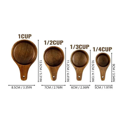 4pcs Wooden Measuring Cup Or Spoon Set Kitchen Measuring Spoons Tea Coffee Scoop Sugar Salt Measure Spoon Measuring Tools